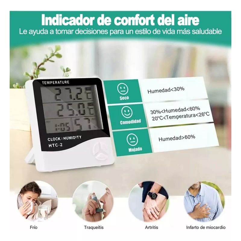 Generic 3set Higrometro Digital Termometro Htc-2 Medidor De Humedad