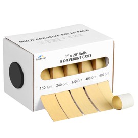 5 Grits Emery Cloth Roll with Dispenser, 150 240 320 400 600 Grits Abrasive Sand Paper for Metal and Wood Furniture - 6M Yellow Sandpaper Rolls
