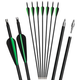 NorthSpoor 31" 7Pcs Archery Carbon Arrows Practice Arrow with Removable Tips Shaft Spine 500 for Both Compound Bow and Recurve Bows