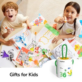 MiDeer Silky Quick-dry Crayons - Colorful Bucket 36 Colors,Washable Jumbo Crayons for Toddlers for Kids, Non Toxic Drawing Crayons, Art Supply of Crayon Set for Kids