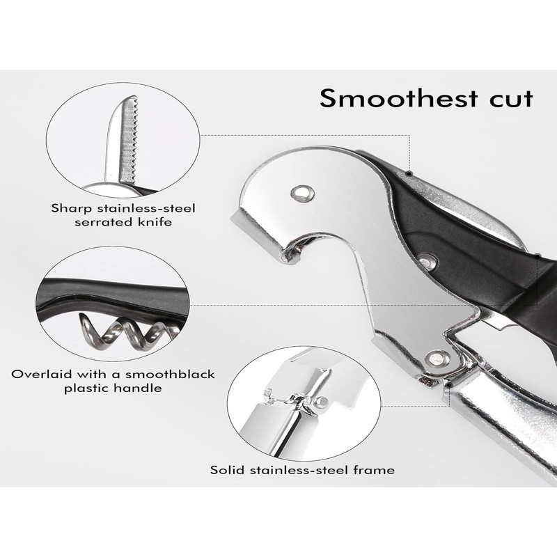 Professional Waiter Corkscrew Wine Openers Set, Heavy Duty Stainless Steel
