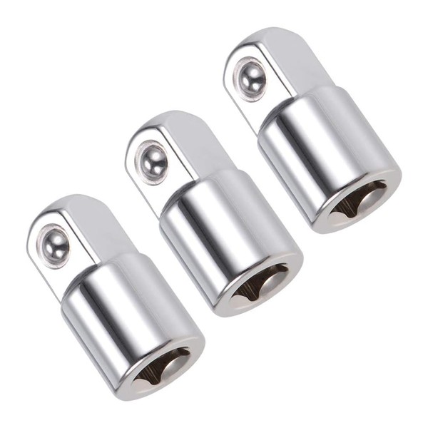 TOP-VIGOR 3 Pieces 1/4" Female to 3/8" Socket Adapter, Chrome