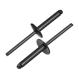 sourcing map 50Pcs 3/16"x1" Aluminum Blind Rivets, Aluminum Grip and Steel Mandrel, Large Flange Fastener Rivets for Metal, Furniture, Automotive, Black