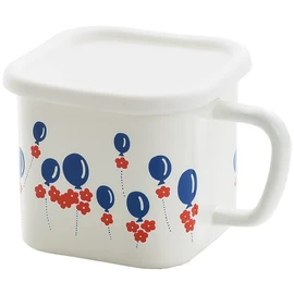 Tamahashi ADR-34 Storage Container, Square Pot, Enamel, 55.1 fl oz (1,450 ml), Compatible with Induction and Gas Fires, Made in Japan, Aderia Retro White Balloons, White