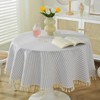 meioro Striped Tablecloth, Rectangular Tablecloth with Tassels, Washable Tablecloths, Decorative