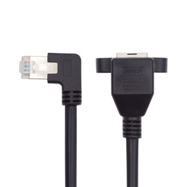 xiwai Right Angled 90 Degree 8P8C FTP STP UTP Cat6 Male to Female LAN Ethernet Network Extension Cable with Panel Mount Holes 0.3m for Desktop Router Laptop