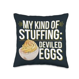 Thanksgiving Family Dinner Stuffing Deviled Eggs Throw Pillow