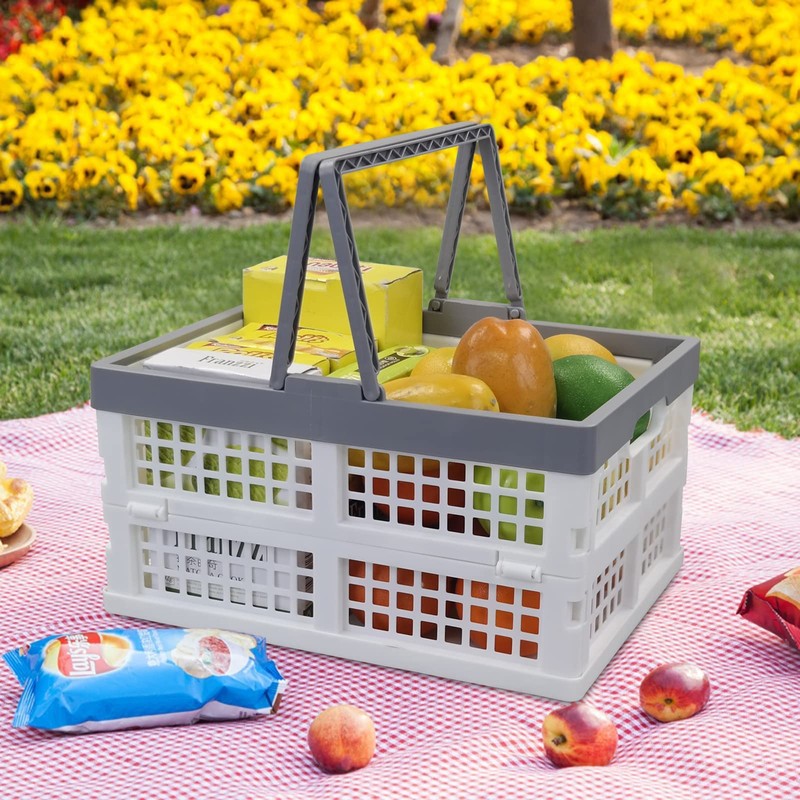 Vcansay 16 L Collapsible Plastic Storage Crates with Handles, Foldable
