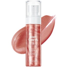 TEIHWAL Body Glow Oil SPF 30 Sunscreen Shimmer Body Oil Long Lasting Waterproof Liquid Illuminator Makeup-60 ml, Rose Gold