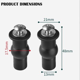 6 Pack M6 Toilet Seat Hinges with Screws, Universal Toilet Seat Fixings Repair Kit, Expanding Rubber Top Nuts & Bolts, Durable Toilet Seat Hardware for Secure Installation