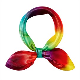 American Trends Women Silk Scarf Satin Feeling Head Scarves Square Stain Wrap Neck Scarf Lightweight Fashion Silk Bandana Rainbow