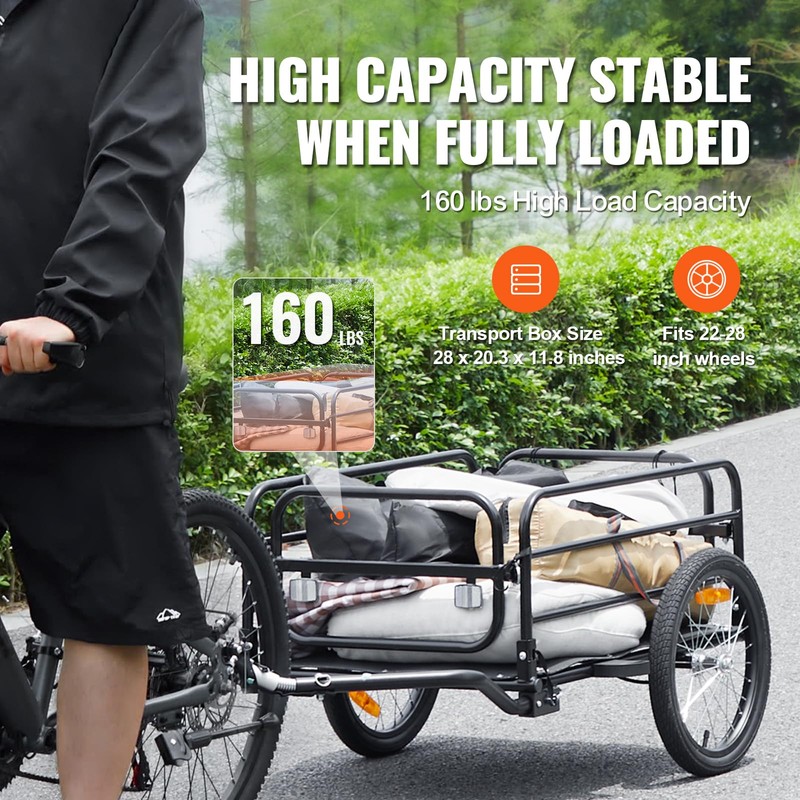 Happybuy Bike Cargo Trailer - 160 lbs Capacity, Foldable &