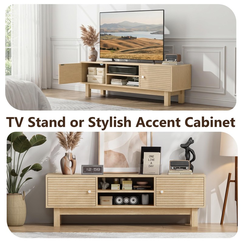 YOSHOOT Mid Century TV Stand for 55 inch TVs, Modern