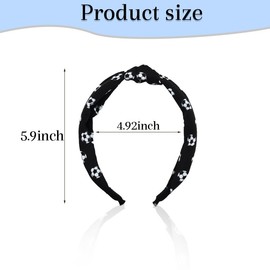 Soccer Knotted Headbands Sport Hairbands for Women's Hair Accessories Wide Football Top Knot Headbands Soccer Football Hairband Headband Knotted Hair Hoop Black Sports Head Band