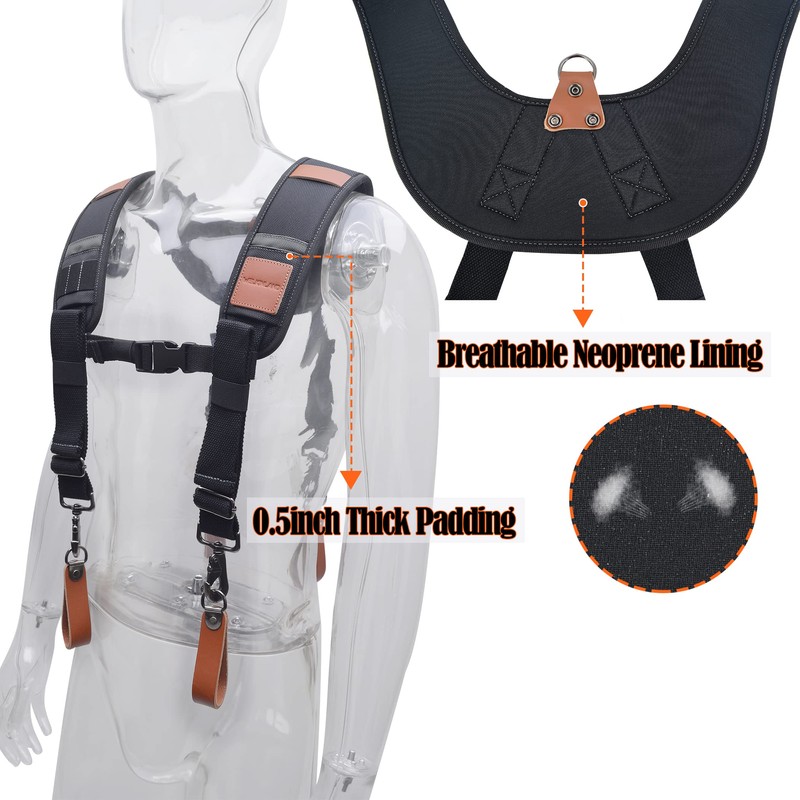 WELKINLAND Heavy-Duty leather tool belt suspenders for Carpenter & construction
