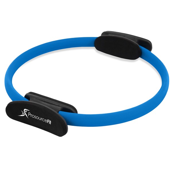 ProsourceFit Pilates Resistance Ring 14” Dual Grip Handles for Toning and Fitness-Blue