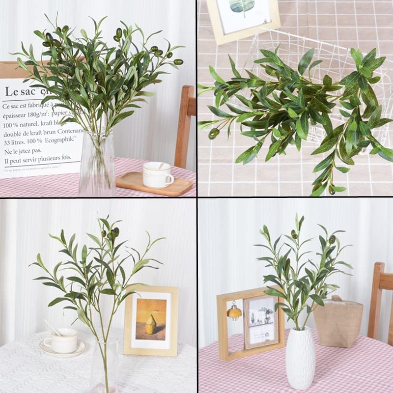 CURTEK 4 Pcs Artificial Olive Branches for Vases 19 Inch