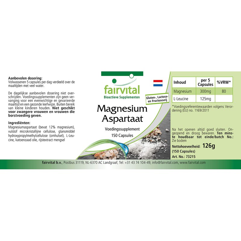 Fairvital | Magnesiumaspartat Kapseln - VEGAN - 150 Kapseln -