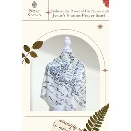 Prayer Scarves Names of Jesus Cotton Bible Study Scarf (28x79) – 84 Titles & 75 Languages | Christian Gift for Pastors, Teachers & Believers (Ivory)