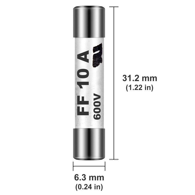 FF10A 600V Multimeter Fuse Very Fast Acting 10A Fuse Brass,