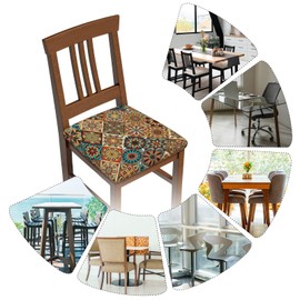 Mouxue Seat Covers for Dining Room Chairsset of Set of 6, Colorful Vintage Bohemian Boho Mandala Floral Stretch Chair Seat Covers Cushion Slipcovers for Kitchen Office