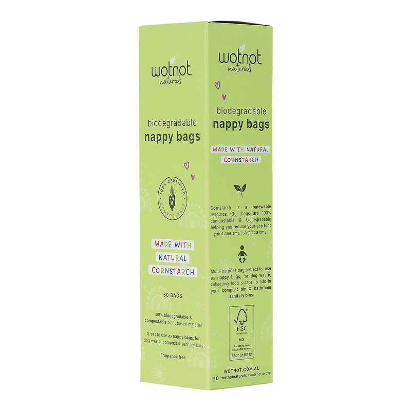 Wotnot Biodegradable Nappy Bags, 50 Pack