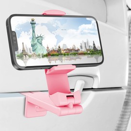 Perilogics - Soporte para teléfono de avión universal en vuelo con manos libres con rotación dual multidireccional de 360 grados (rosa)