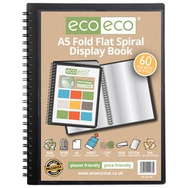 eco-eco A5 50% Recycled 60 Pocket Fold Flat Spiral Bound Display Book, eco138