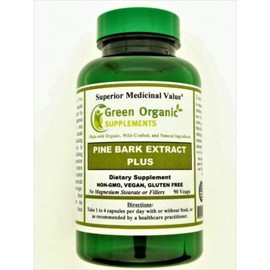 Green Organic Supplements Pine Bark Extract Plus, Non-GMO, Protect Blood Vessels