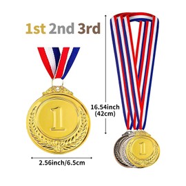 IOFLIGGA Gold Silver Bronze Olympic Style Winner Metal Medals 2.56 Inches,1st 2nd 3rd Place Medals for Awards for Kids Adults,Sports,Party,Competitions,Tournaments,Prizes,Office Games (3 Gold Medals)