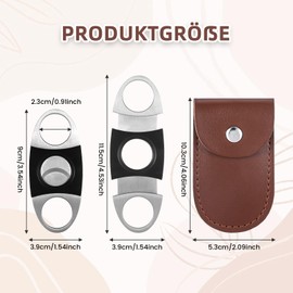 Stainless Steel Cigar Cutter with Leather Case Most Cigar Sizes, Cigar Cutter Double Blade Scissors Can Cut Cigars Precise