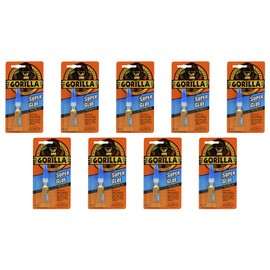 Gorilla Super Glue Tube, 3 Gram, Clear, (Pack of 9)