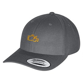 JPAK Check Engine Light Curved Bill Snapback Outdoor Cap Car Racer Dark Grey