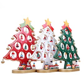 LUOEM Small Tabletop Christmas Tree Christmas Wooden Desk Decoration Green