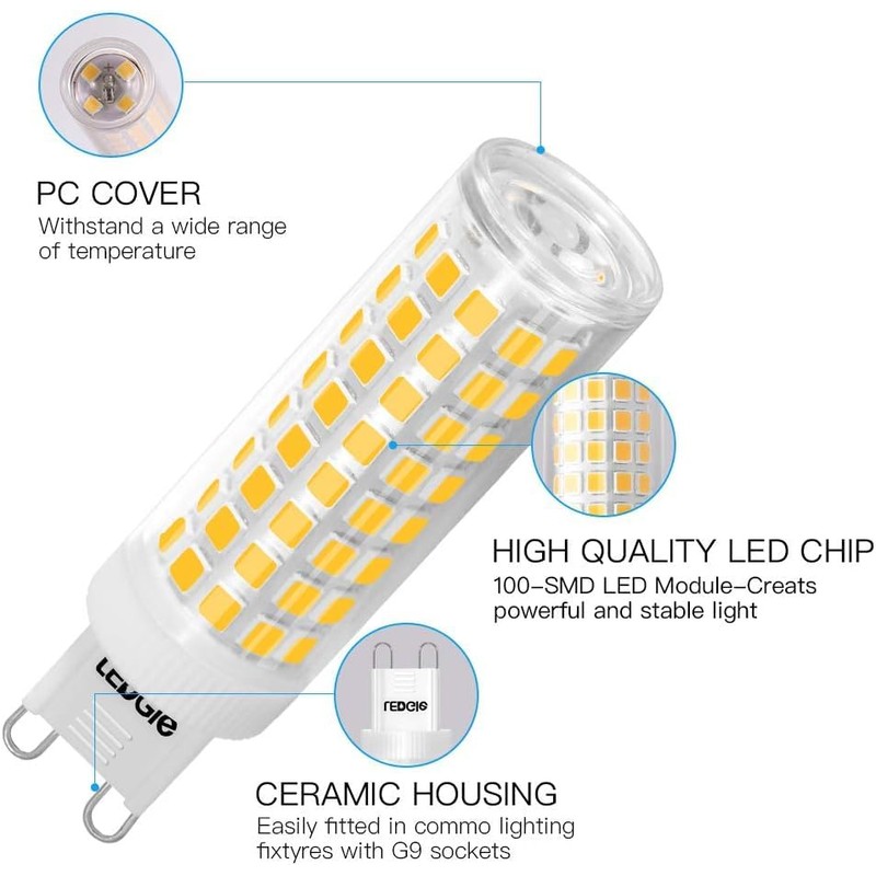 LEDGLE 5Pcs G9 LED Bulb 10W(100W Halogen Equivalent), 100LEDs 900LM