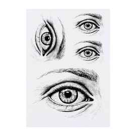 4 x 'Eye Sketch' Temporary Tattoos - Water Resistant, Skin-Safe, Non-Toxic Transfers, Mixed Sizes (TO00070452)