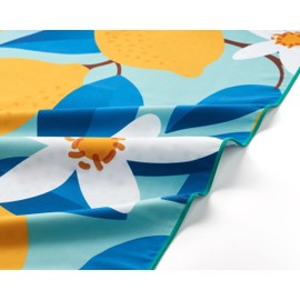 Fit-Flip XXL Beach Towel - Large Microfibre Bath Towel, Microfibre Towels, Lightweight and Quick-Drying, 100% Recycled Microfibre Towel - Lemon Flowers, 200 x 90 cm