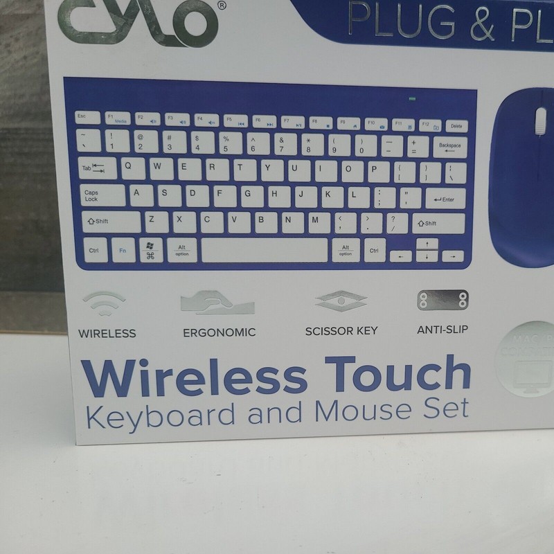 Cylo Metallic Blue Wireless Keyboard & Mouse Combo Ergonomic Scissor