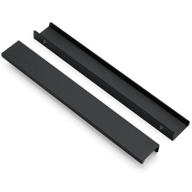 Ravinte 6 Pack Finger Pulls for Cabinets 250mm/9.84" Length Black Edge Pulls Matte Black Finger Cabinet Pulls Concealed Handles for Kitchen Drawer Finger Edge Pull Tab Handle