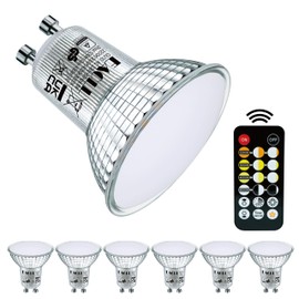 EACLL GU10 LED with Remote Control, 4.8 W Replaces 60 W, Pack of 6, 5 Colour Temperature Modes, Dimmable, Extra Warm White/Warm White/Neutral White/Cool White, Dimmable with Remote Control, with