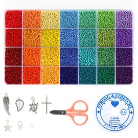 Naler 28000 Cuentas de Colores 2mm Mini Cuentas y Abalorios Cristal para DIY Pulseras Collares Bisutería (28 Colores, Color Arco Iris)