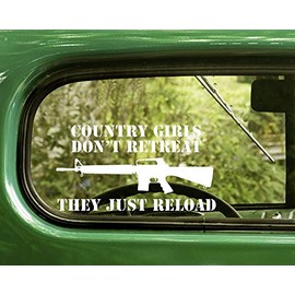 2 Country Girls Don't Retreat They Just Reload Decal Stickers White Bogo Die Cut for Window Car Jeep 4x4 Truck Laptop Bumper Rv