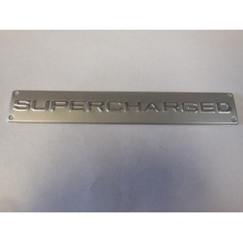 Supercharged Emblem 6 1/2" X 1" SELF Stick Silver & Chrome