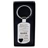 Keyring pendant with heart cut-out and engraving "Eigenschaften einer Mama"
