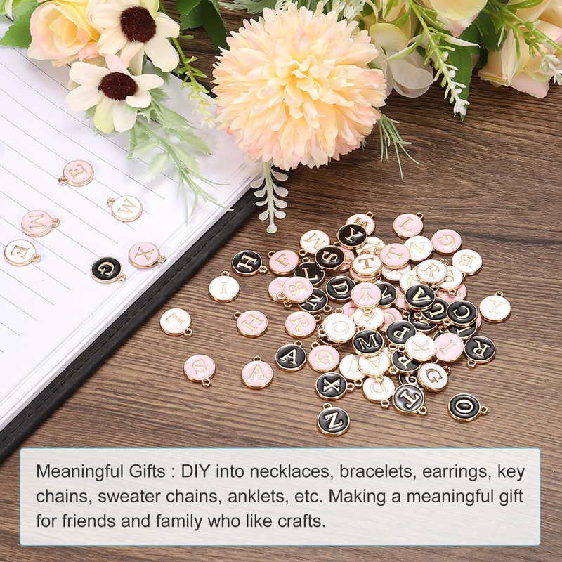 QUARKZMAN Letter A-Z Enamel Letter Pendant Jewelry Charms Enamel Initials