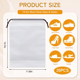 Shoe Bags for Travel, 15.7" x 11.8" Travel Shoe Bags for Packing, Large Waterproof Portable Travel Shoe Storage Bags Travel Essentials Women for and Men (20, White)