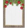 PaperDirect Holiday Rustic Pine Boughs and Red Snowflake Ornaments Papers,