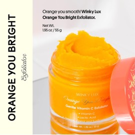 Winky Luxe Orange You Bright Exfoliator - Formulated with Vitamin C and Lactic Acid to brighten, increase cell turnover, smooth texture, and leave skin radiant and refreshed with a citrus scent. / 윙키 럭스 오렌지 유 브라이트 각질 제거제 - 비타민 C와 젖산이 함유되어 밝고 세포 회전율을 높이고 질감을 매끄럽게 하며 시트러스 향으로 피부를 빛나고 상쾌하게 가꿔줍니다