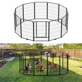 Professional 12-Panel Dog Playpen - 40" Foldable Metal Pet Fence with Lockable Door, Chew-Proofs Rust Resistant Dog Cage for Large/Medium Animals (Indoor/Outdoor,Black)