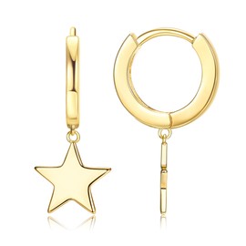 Milacolato Hoop Earrings with Pendant Gold Silver 925 Hypoallergenic Huggie Hoop Earrings Hanging with Star/Heart/Coin/Snake Pendant Drop Earrings Women, Sterling Silver